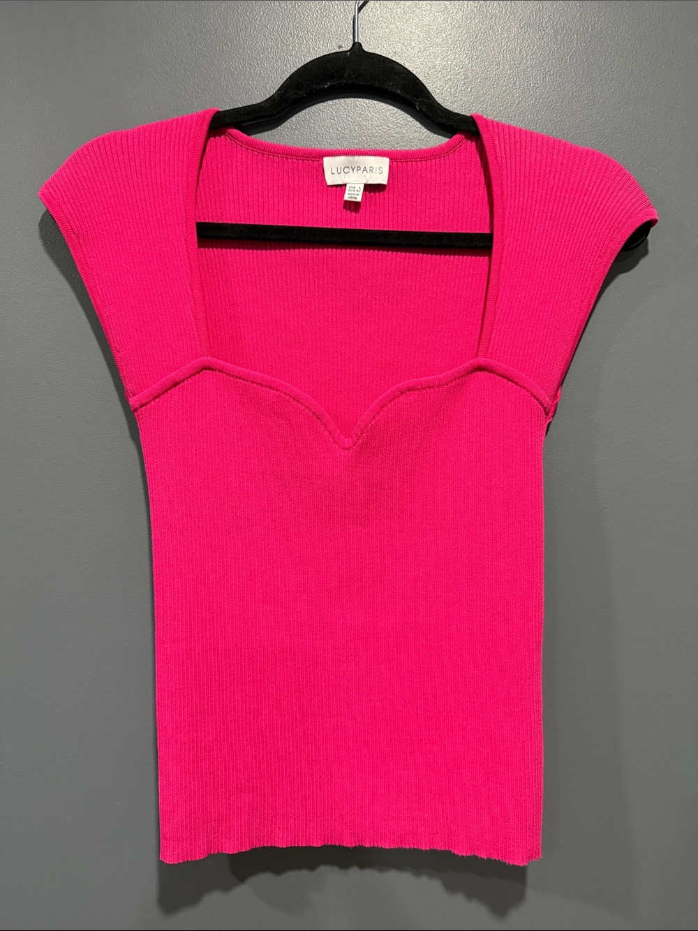 Lucy Paris Fuchsia Sweetheart Ribbed Tank